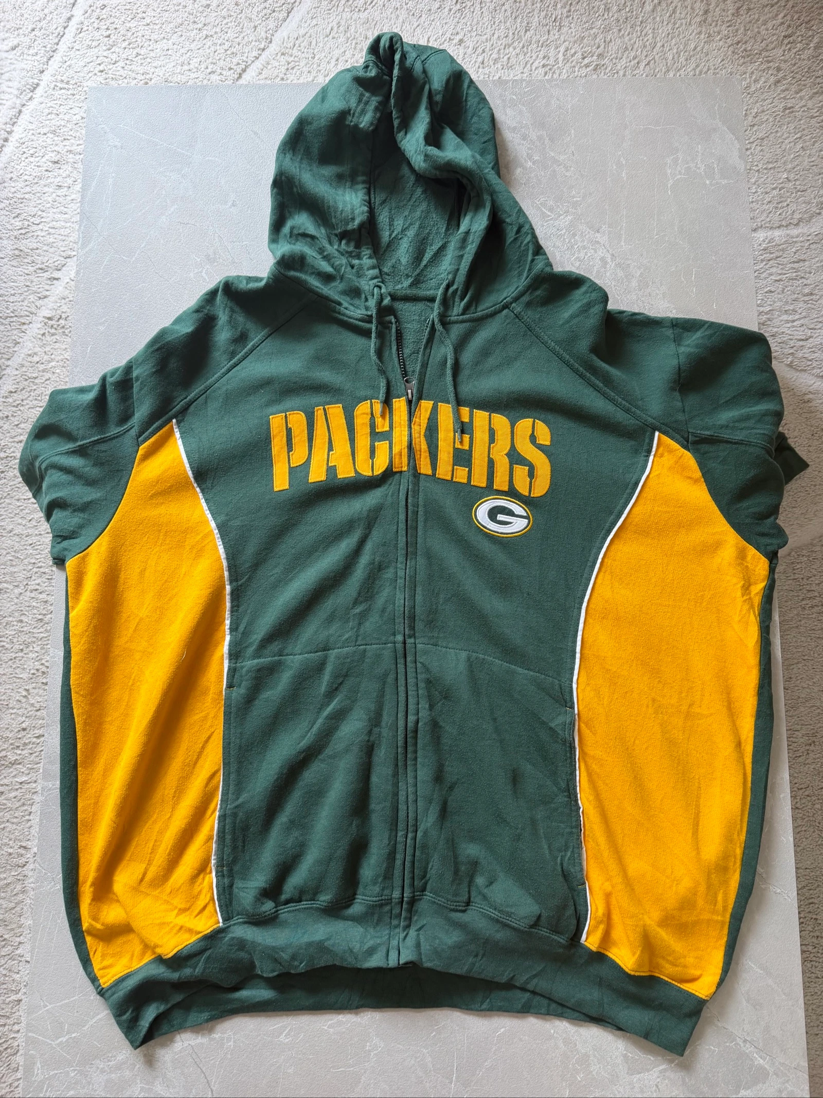 Sweat à capuche zippé NFL Green Bay Packers vert et jaune – Taille XL – photo 2